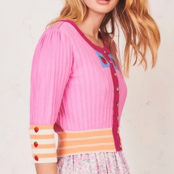 LoveShackFancy Benny Cardigan pink - Picture 4 of 16